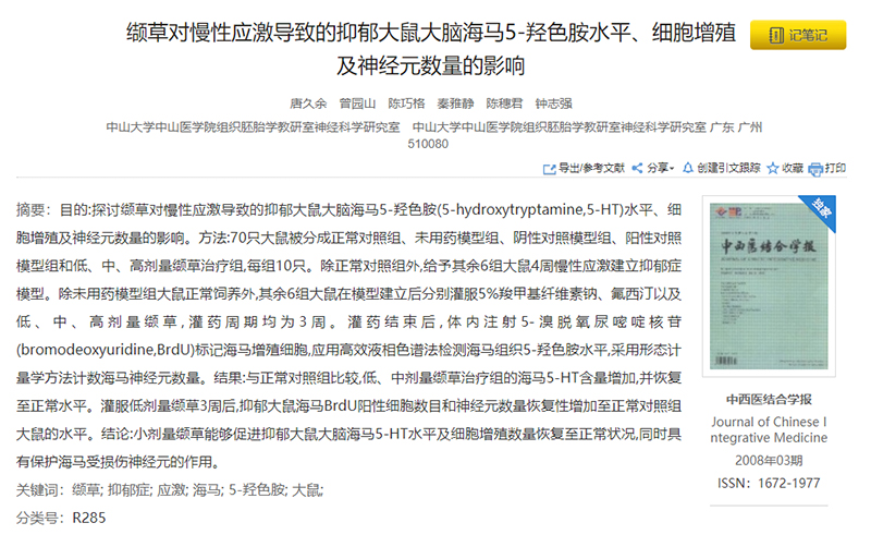 纈草對慢性應激導致的抑郁大鼠大腦海馬5-羥色胺水平、細胞增殖及神經(jīng)元數(shù)量的影響